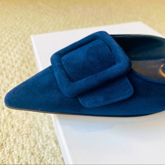 Manolo Blahnik Navy blue Maysale buckled flat by. - Picture 6 of 7